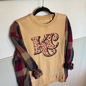 Flannel upcycled KC Chiefs Sweatshirt